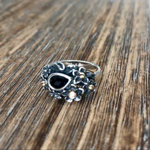 🌻Retired Pandora Dew Drops Flower Ring Two Toned